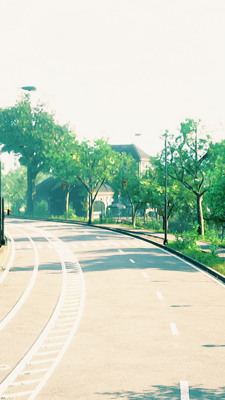 Winding pathway through a tranquil green park under bright sunlight