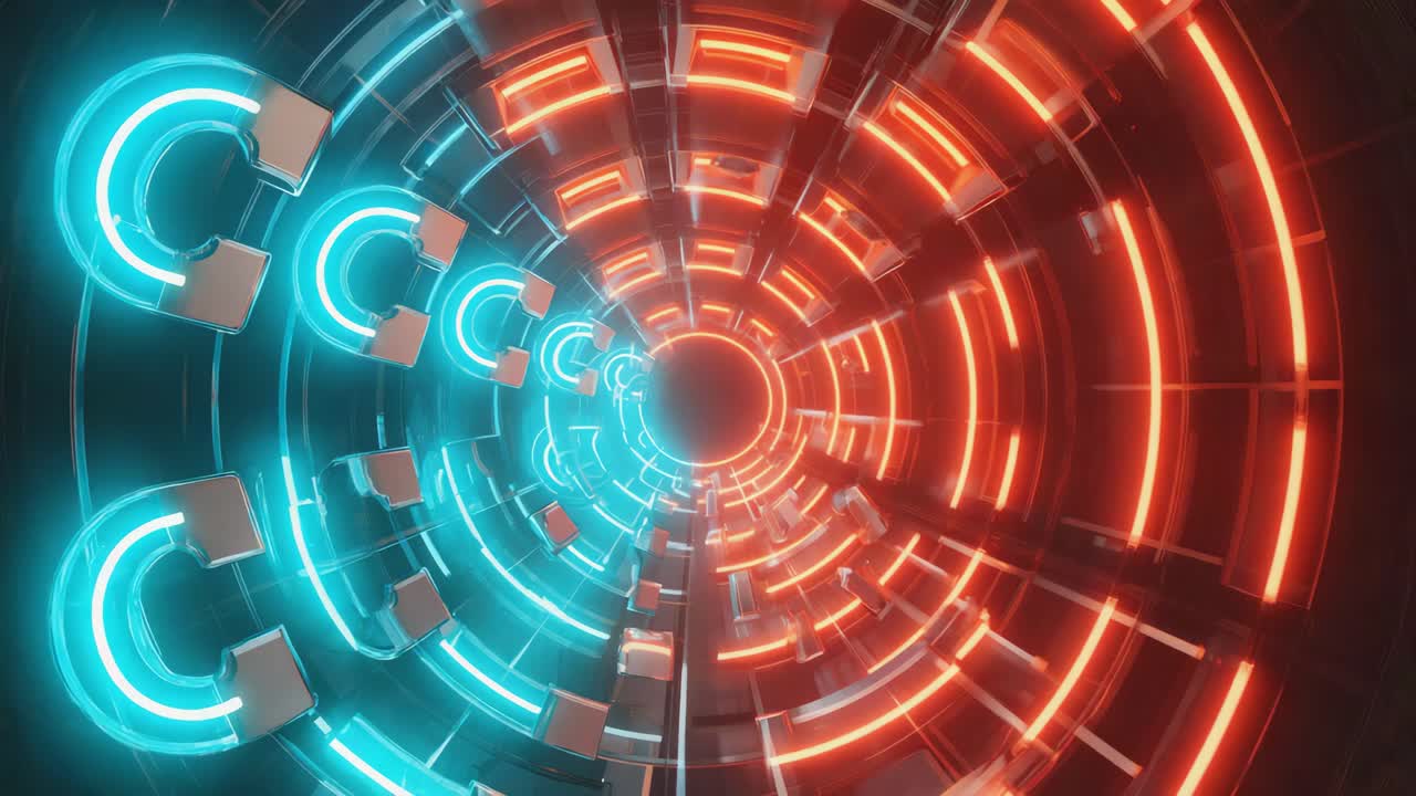 Futuristic Neon Digital Light Tunnel
