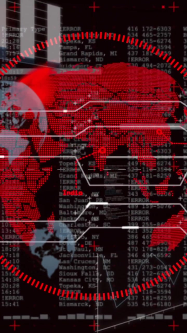 Animation of data processing over globe and diagrams