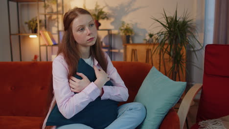 young woman at home suffers from unfair situation problem, break up, depressed, feeling bad, burnout
