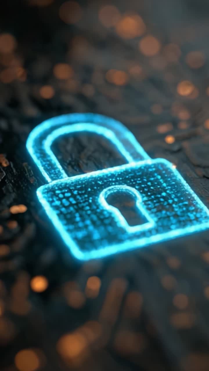 A High-Tech Digital Lock Symbolizing Cybersecurity and Data Protection through Innovative Visual Technology in a Futuristic Glowing Design