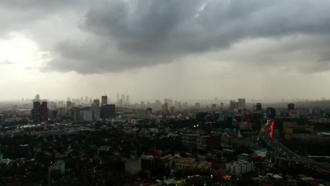 aerial footage of city before storm