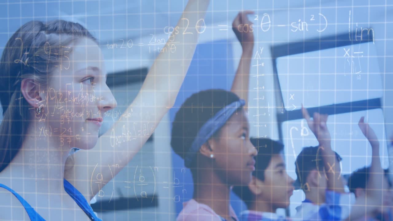 animación de ecuaciones matemáticas sobre escolares