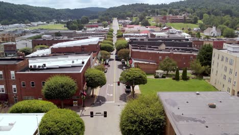 aerial over galax virginia downtown street