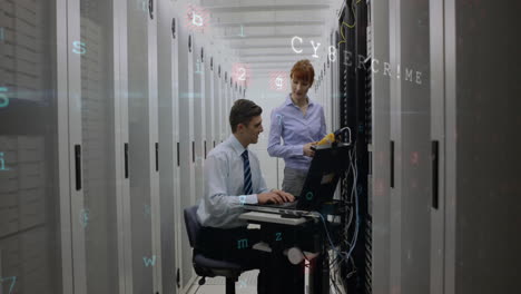 technicians working in server room 4k