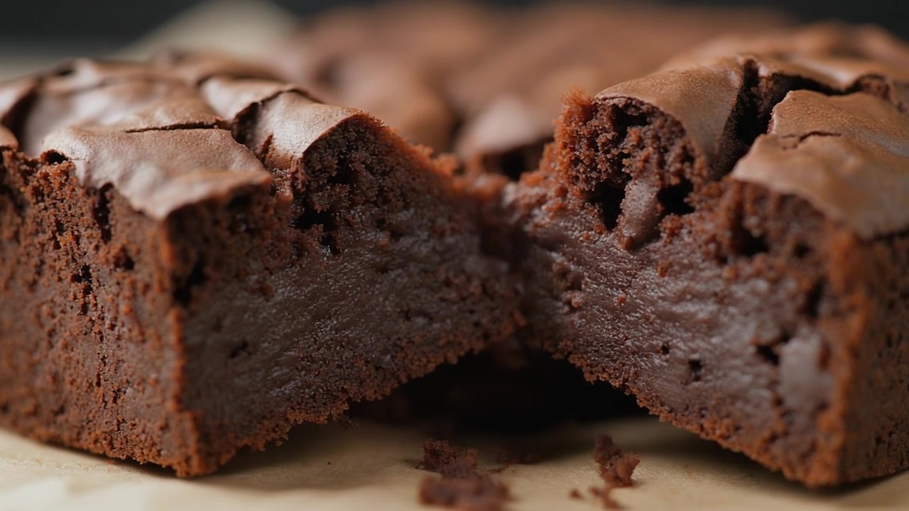Primo piano di brownie al cioccolato morbido appena sfornato