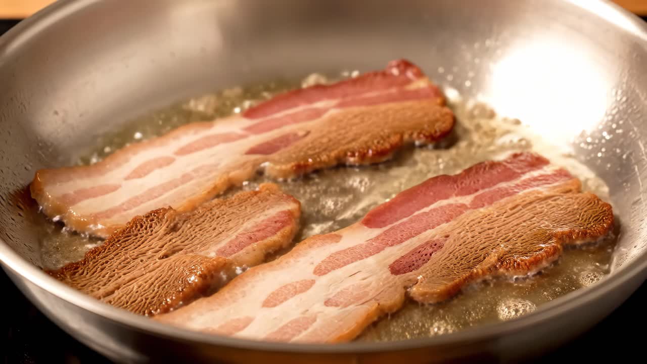 Bacon frying in a pan