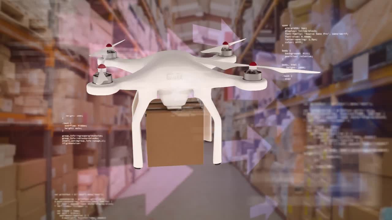 상자를 들고 있는 드론