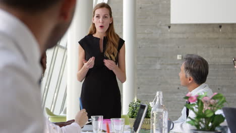 businesswoman leading meeting at boardroom table shot on r3d