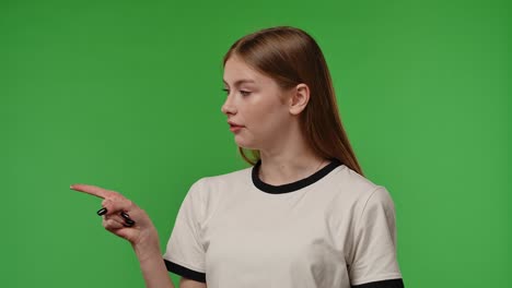 young woman pointing