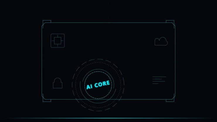 Digital AI Core Interface Animation with Scanning Lines