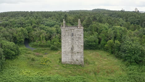 aerial shot rotating around merlin park castle in galway, ireland