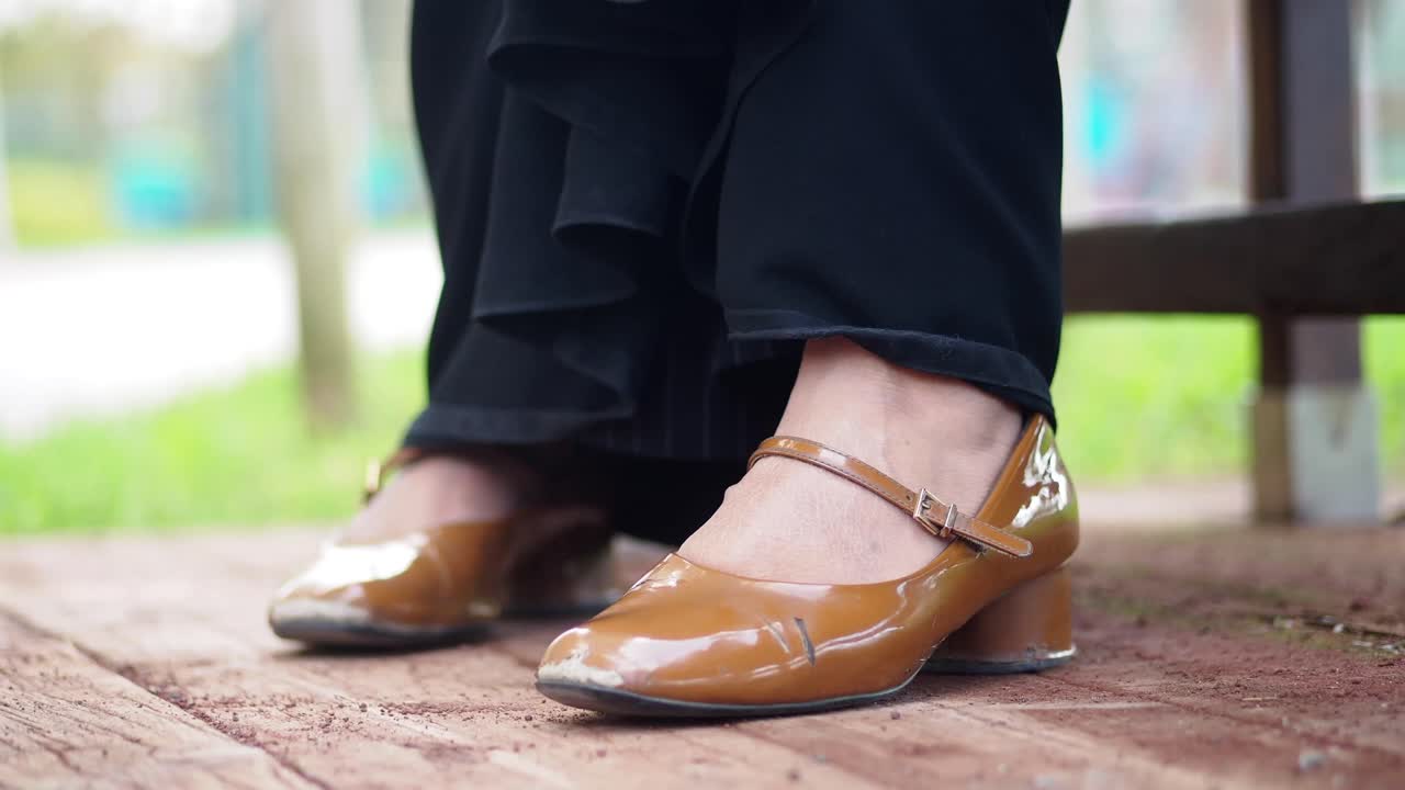 Mary Jane Shoes on Wooden Surface