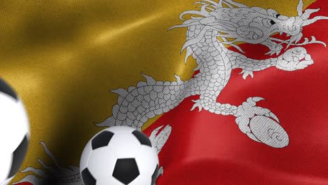 flag of bhutan with soccer balls