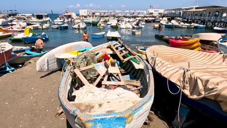 old boat and harbor with many boats