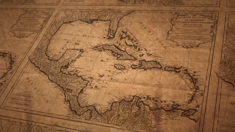vintage colonial chart showing cuba, yucatán, and antilles