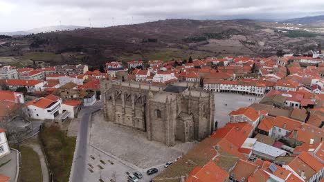 cathedral and city of guarda in portugal aerial view