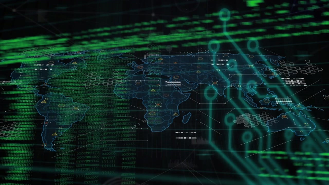 Animation of data processing over world map