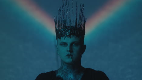 creative portrait of gothic man in crown