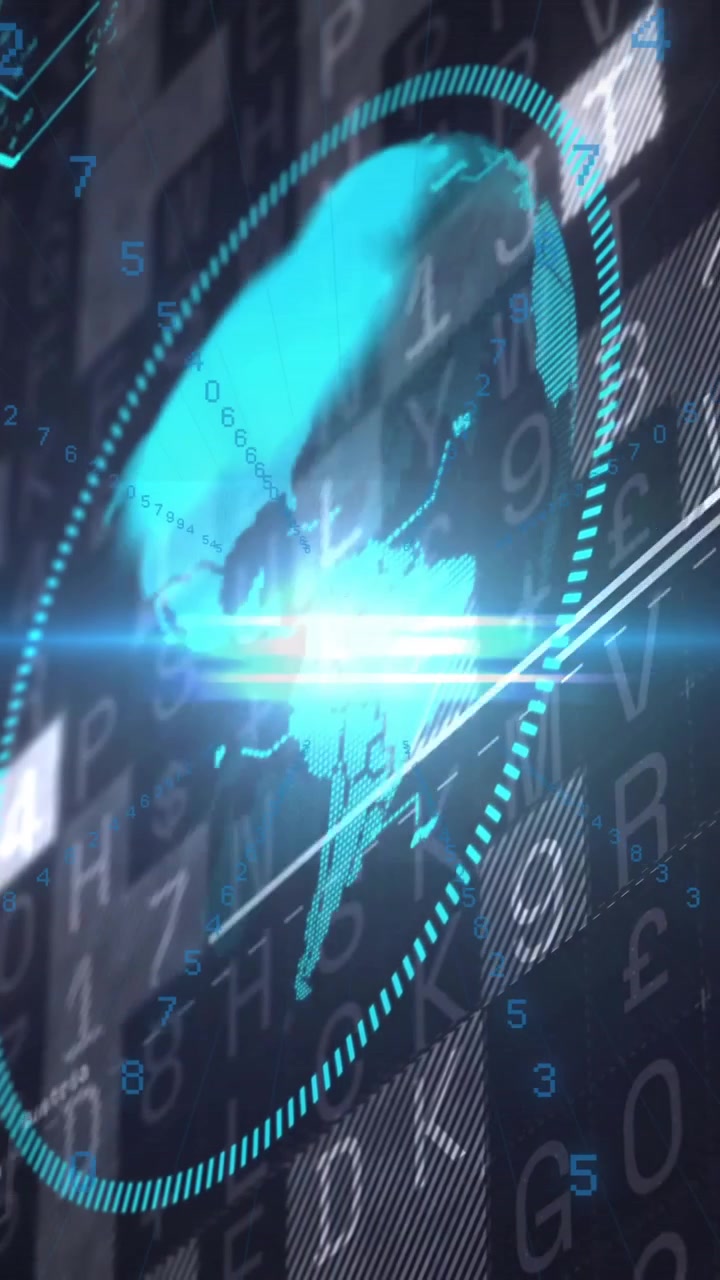 Animasjon av digital globus med binærkode som representerer futuristisk teknologi
