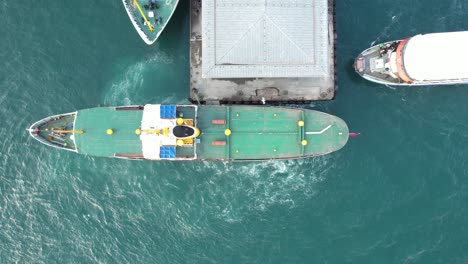 aerial drone ferry at pier