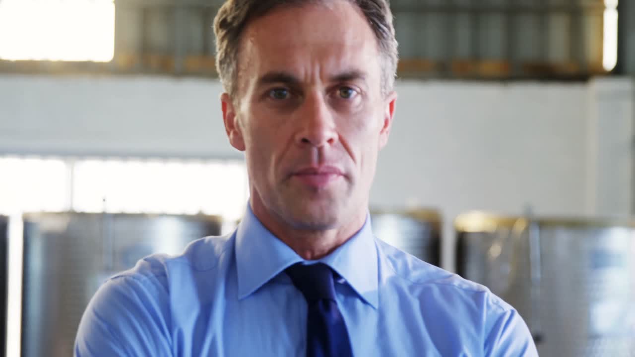 Portrait of manager standing with arms crossed 4k