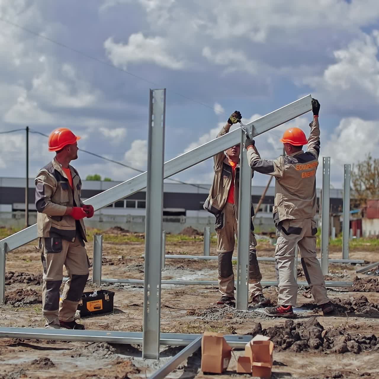 Working on construction site