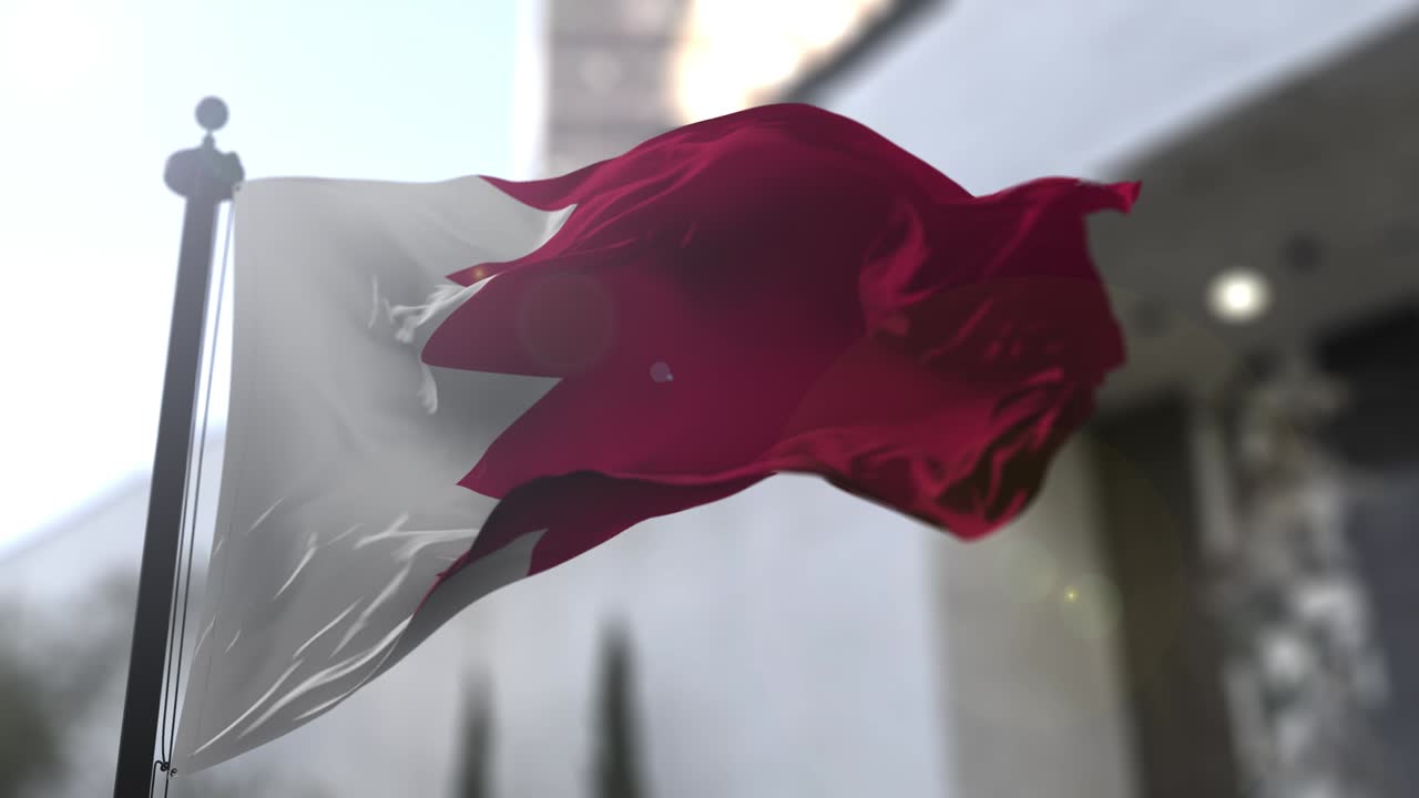 Bandiera nazionale del Bahrain. Bandiera sventolante del Bahrain. Illustrazione per politica e notizie