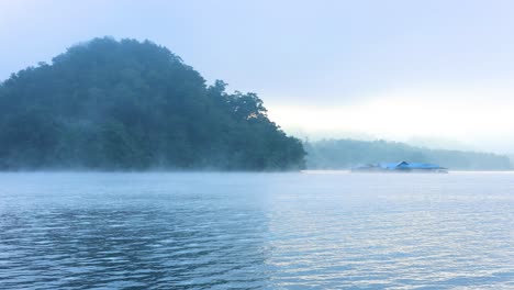 foggy river scene with mountains in chiang mai