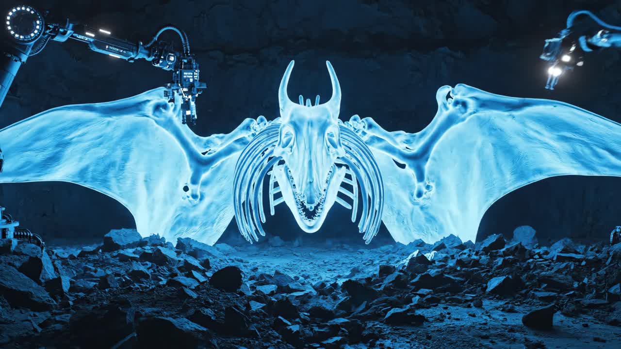 Skeleton construction in a cave by robots