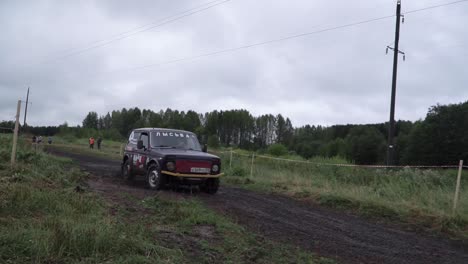 off-road vehicle competition in a forest