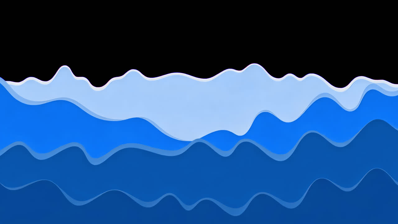 Cute blue waves animated overlay, transparent 4K video, alpha channel, ProRes 4444