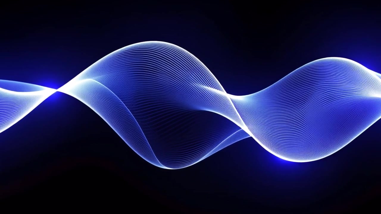 Abstract Blue and White Glowing Wave Motion Graphic