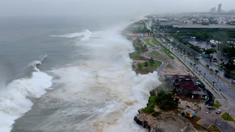 violent waves pummel caribbean coastline in santo domingo during hurricane beryl