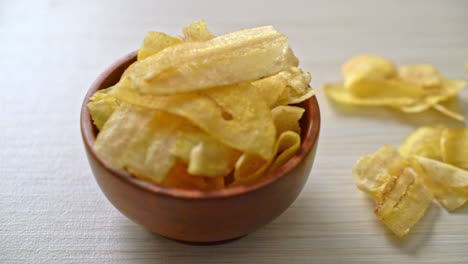 crispy banana chips - fried or baked sliced banana