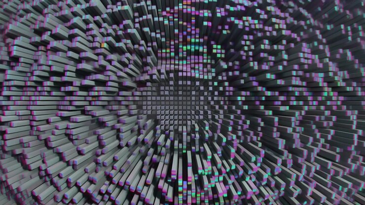Abstract 3D Motion Background with Pulsing Geometric Cubes