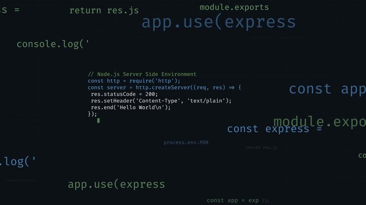 Node.js Server Code Being Written in Code Editor