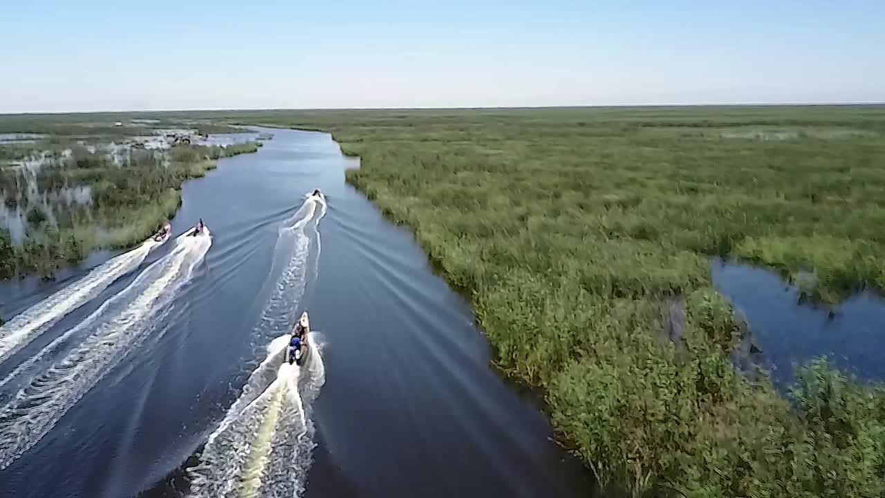 Drone shot The marshes of Iraq Mesopotamian Marshes