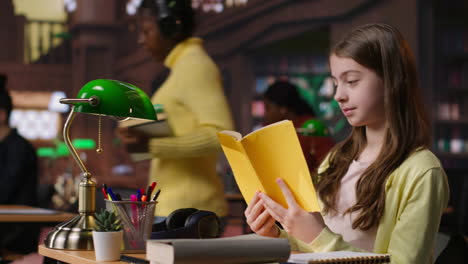 girl reading in library