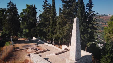 ancient obelisk and archaeological site with city view
