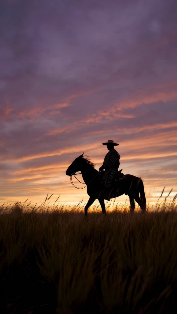 silueta de vaquero al atardecer
