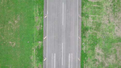 drone flying over runway up