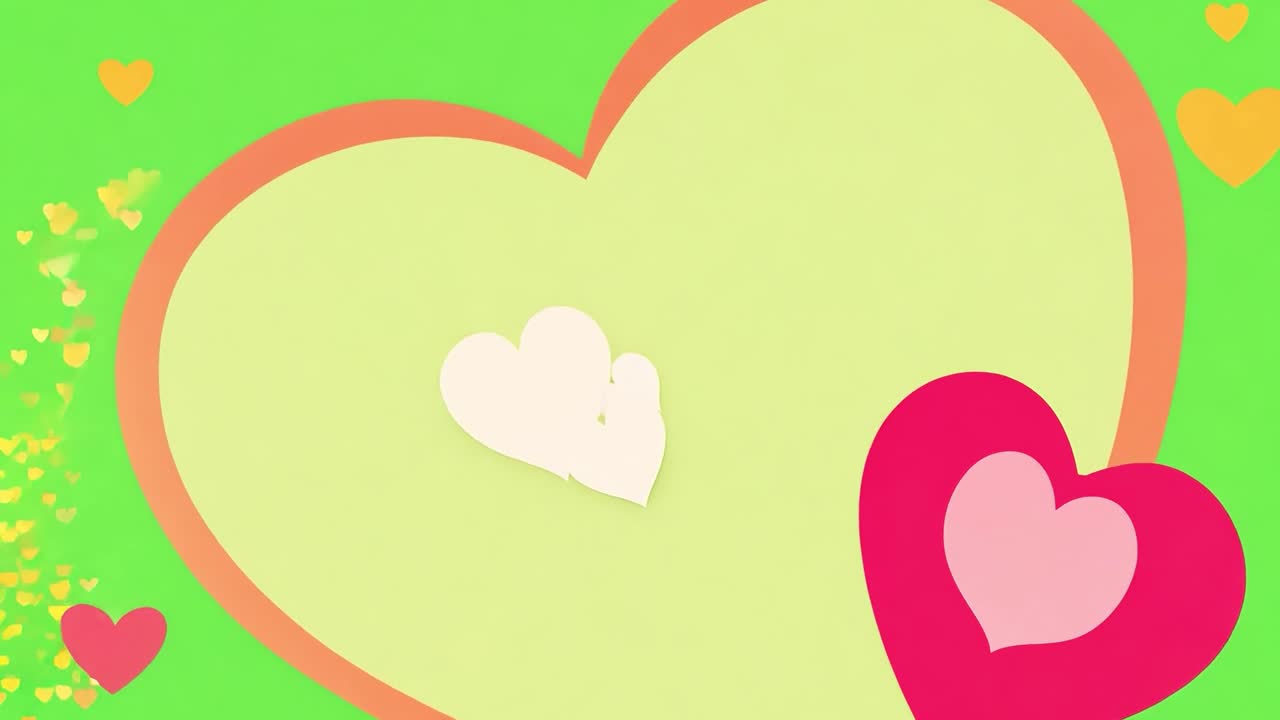 초록색 배경에 심장 모양의 디자인