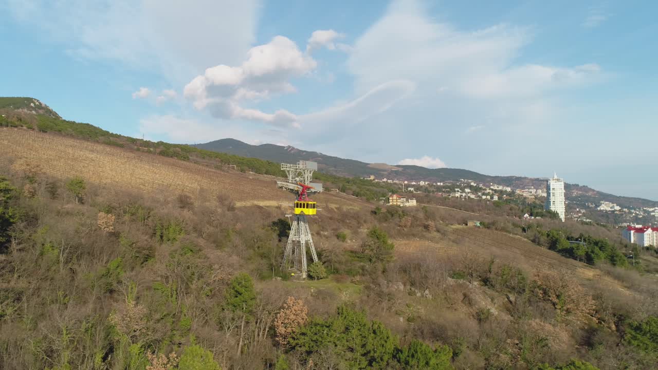 vista aérea del teleférico de montaña