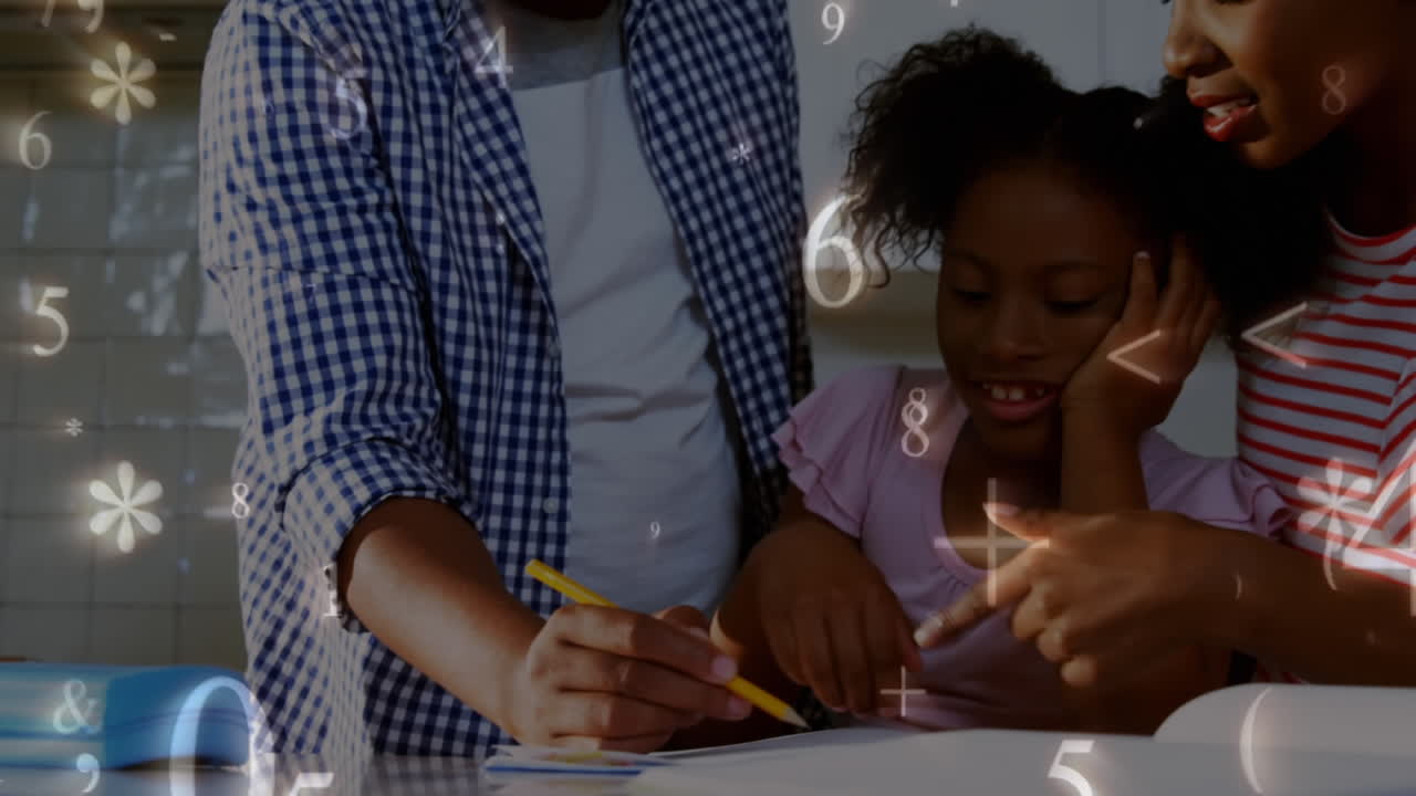 Grade school kids studying math