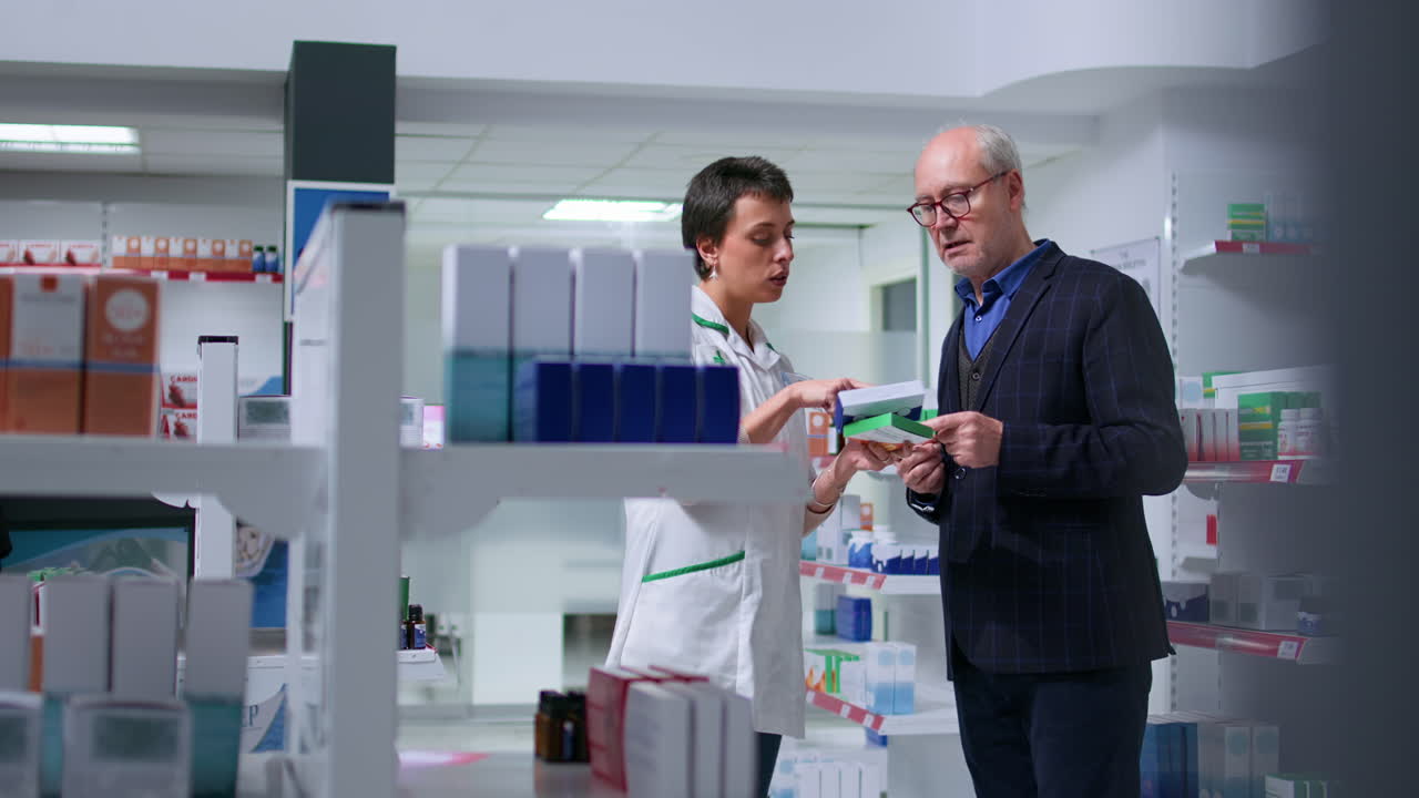 몸이 좋지 않은  ⁇ 은이가 약사를 방문합니다.