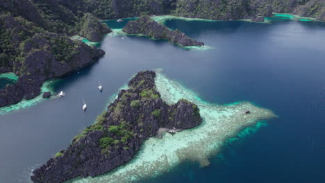 aerial sight of palawan's twin lagoon in coron