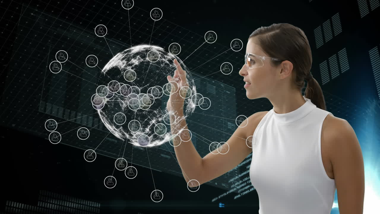 compuesto digital de una mujer y el globo mundial