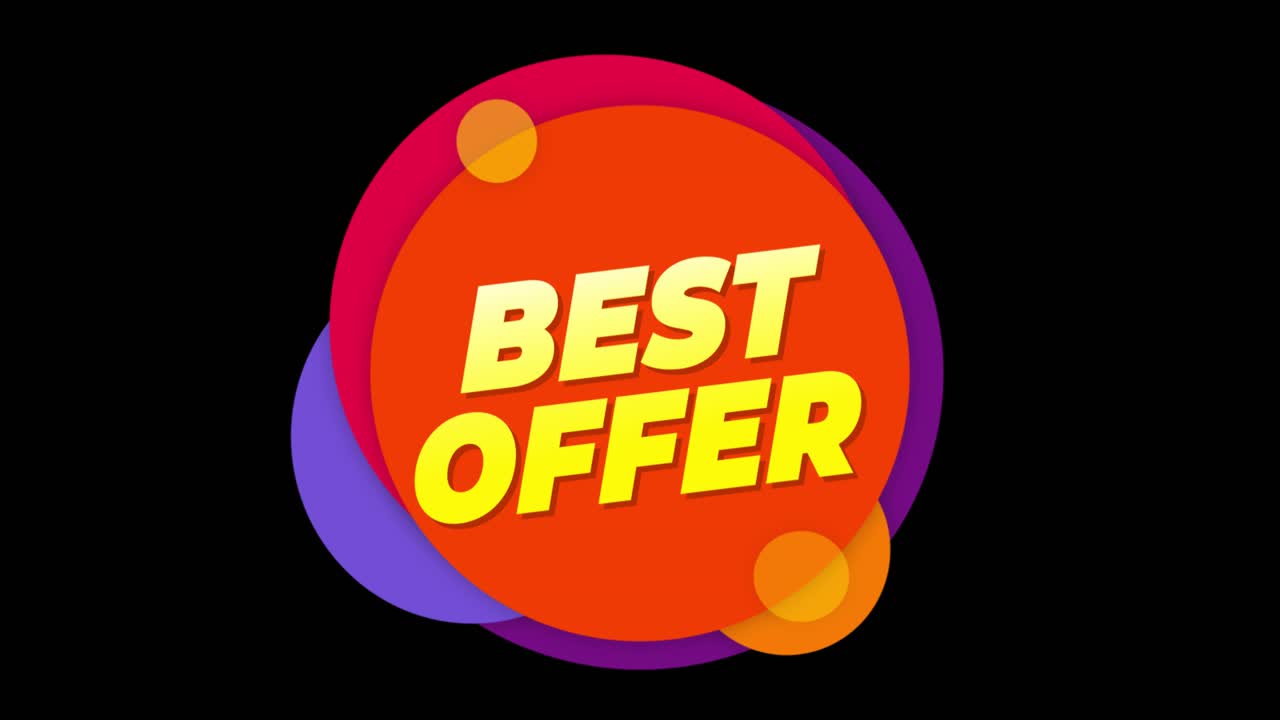 Best offer flat style banner sticker colorful label popup promotional animation sale discounts deals