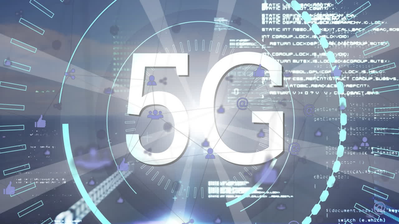 animazione dell'elaborazione dei dati su testo 5g